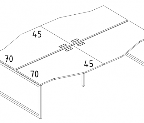 Рабочая станция (4х160) столы Техно каркас QUATTRO металл A4.PRO с металлическим основанием