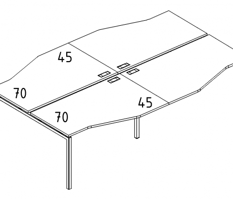 Рабочая станция столы Техно на металлокаркасе DUE (4х140) A4.PRO с металлическим основанием