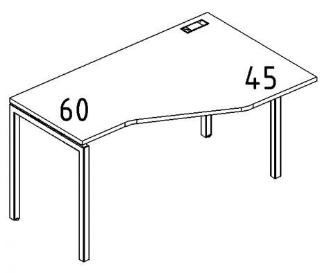 Стол эргономичный правый "Техно" на металлокаркасе DUE 160x90x75 A4.PRO угловой