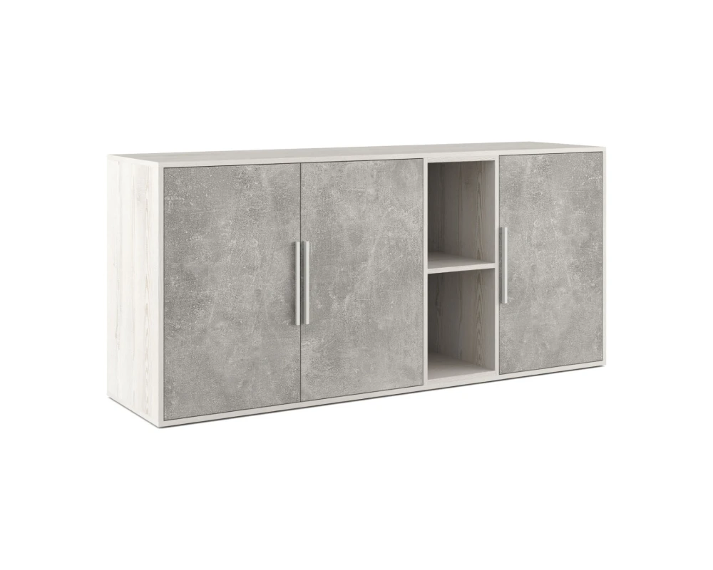 Шкаф низкий 3 створки, с нишей Би-тон / B-tone Сосна/Бетон светлый