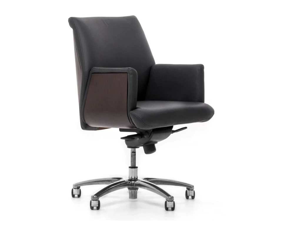 Кресло Zeus/B Lago/Mare/Riviera Натуральная кожа, Черный/Дуб ферро