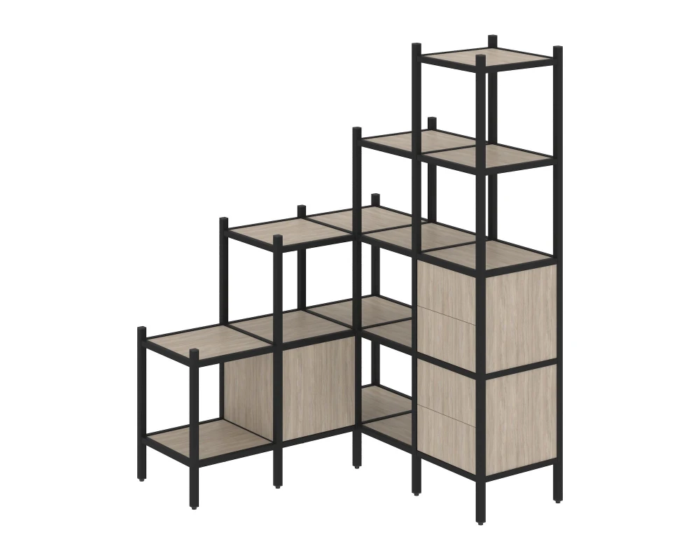 Угловой внутренний стеллаж L-40 1278x1278x1869 Лофт / Loft