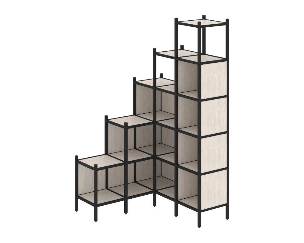 Угловой внутренний стеллаж L-49 1278x1278x2280 Лофт / Loft