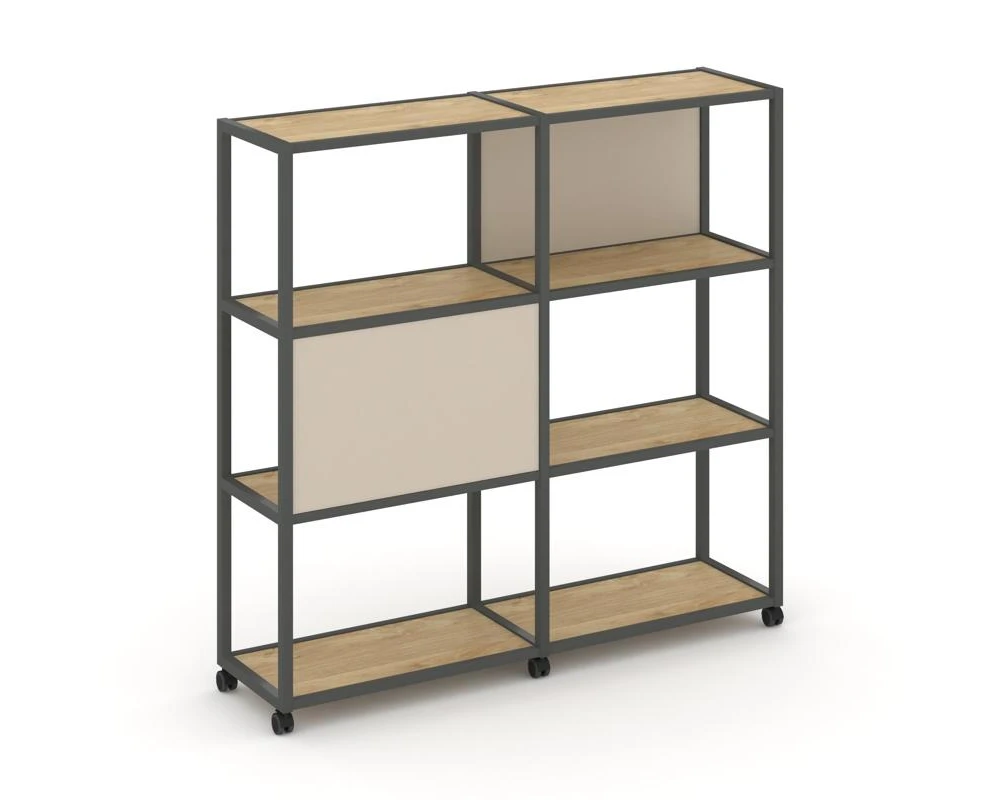 Стеллаж 4 уровня 2 секции VR.LT-STK-412.08 1570x400x1523 Шелф Мобайл / Shelf Mobile