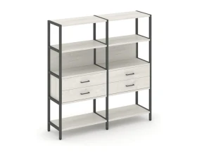 Двухсекционный стеллаж четырехярусный с ящиками 1590х400х1613 Шелф Систем / Shelf System images