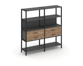 Двухсекционный стеллаж четырехярусный с ящиками 1590х400х1613 Шелф Систем / Shelf System images