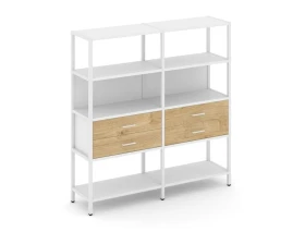 Двухсекционный стеллаж четырехярусный с ящиками 1590х400х1613 Шелф Систем / Shelf System images