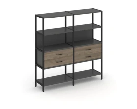 Двухсекционный стеллаж четырехярусный с ящиками 1590х400х1613 Шелф Систем / Shelf System images