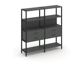 Двухсекционный стеллаж четырехярусный с ящиками 1590х400х1613 Шелф Систем / Shelf System images