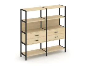 Двухсекционный стеллаж четырехярусный с ящиками 1590х400х1613 Шелф Систем / Shelf System images