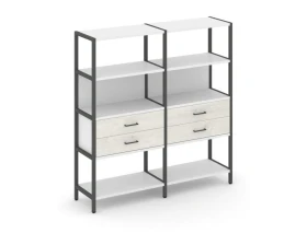 Двухсекционный стеллаж четырехярусный с ящиками 1590х400х1613 Шелф Систем / Shelf System images