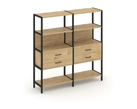 Двухсекционный стеллаж четырехярусный с ящиками 1590х400х1613 Шелф Систем / Shelf System images