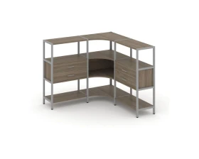 Трехсекционный угловой стеллаж трехярусный с ящиками 1590х1590х1246 Шелф Систем / Shelf System images