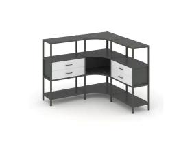 Трехсекционный угловой стеллаж трехярусный с ящиками 1590х1590х1246 Шелф Систем / Shelf System images