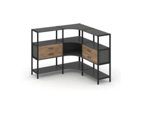 Трехсекционный угловой стеллаж трехярусный с ящиками 1590х1590х1246 Шелф Систем / Shelf System images