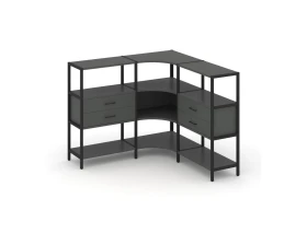 Трехсекционный угловой стеллаж трехярусный с ящиками 1590х1590х1246 Шелф Систем / Shelf System images