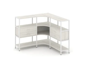 Трехсекционный угловой стеллаж трехярусный с ящиками 1590х1590х1246 Шелф Систем / Shelf System images