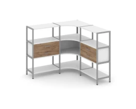 Трехсекционный угловой стеллаж трехярусный с ящиками 1590х1590х1246 Шелф Систем / Shelf System images