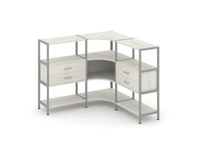 Трехсекционный угловой стеллаж трехярусный с ящиками 1590х1590х1246 Шелф Систем / Shelf System images