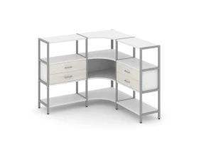 Трехсекционный угловой стеллаж трехярусный с ящиками 1590х1590х1246 Шелф Систем / Shelf System images