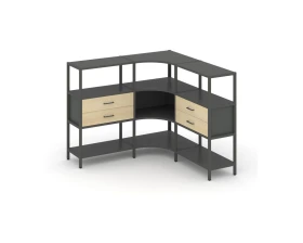 Трехсекционный угловой стеллаж трехярусный с ящиками 1590х1590х1246 Шелф Систем / Shelf System images