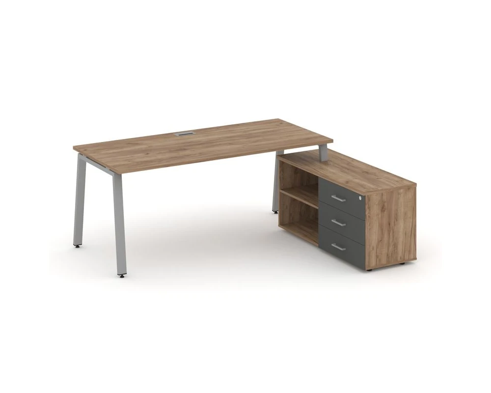 Стол письменный с греденцией правой на А-образном каркасе 1580x1480x750 Стайл Проджект Директ / Style Project Direct