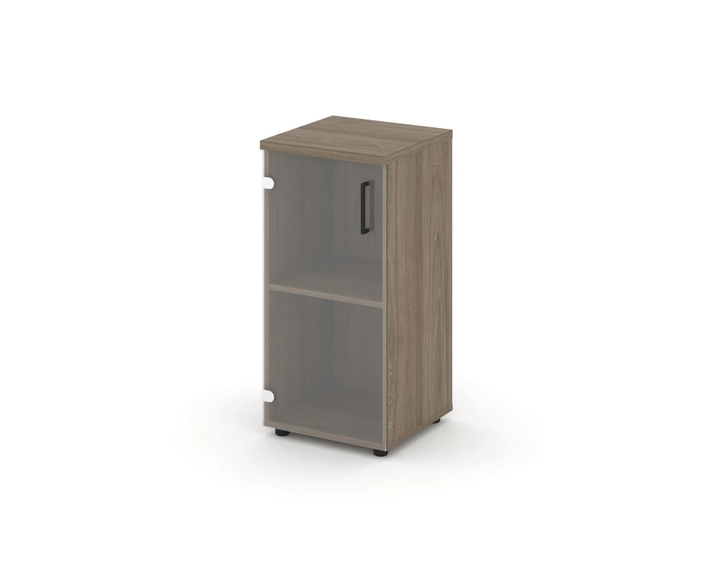 Шкаф низкий узкий левый прозр. стекло 400x400x833 зад. стенка HDF Стайл Проджект / Style Project